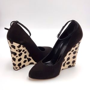 Giuseppe Zanotti Black Suede Calf Hair Wedge